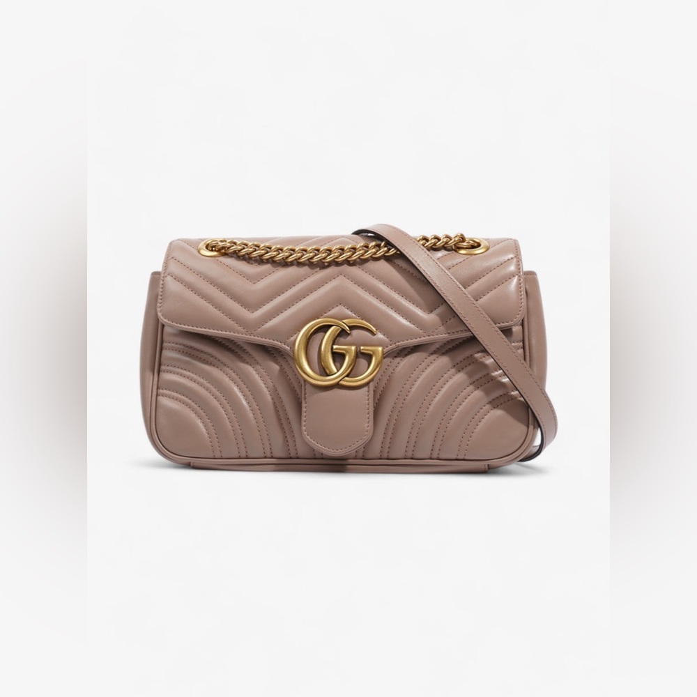 Gucci GG Marmont Small Matelassé Shoulder Bag – Beige Nude with Gold Hardware